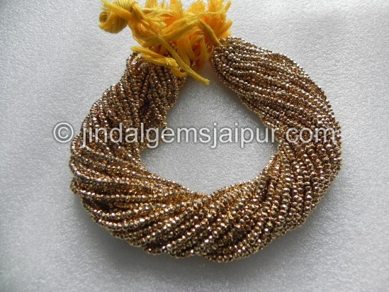 Golden Pyrite Faceted Roundelle Shape Beads